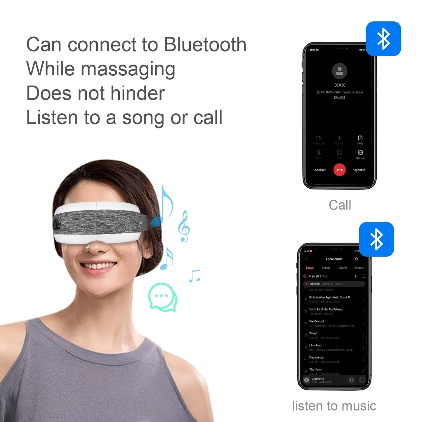 Bluetooth Smart Eye Massager with Air Compression, Heating & Music