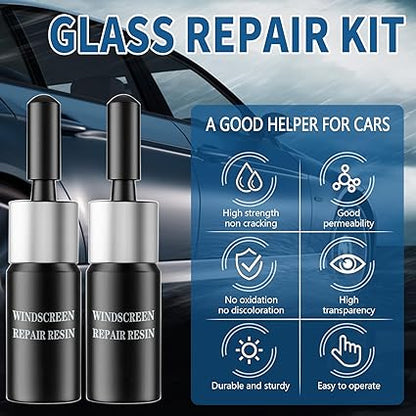 New Glass Repair Fluid,Easy DIY New Glass Repair Fluid,Windshield Crack Repair Kit,Car Window Glass Liquid Repair Set,Automotive Nano Fluid Glass Filler Vehicle Windscreen Tool,for Fixing Chips Cracks Innovating Vibes