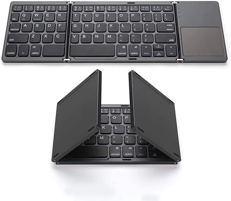 Pocket Size Portable Mini BT Wireless Keyboard with Touchpad for Android, Windows, PC, Tablet, with Rechargeable Li-ion Battery