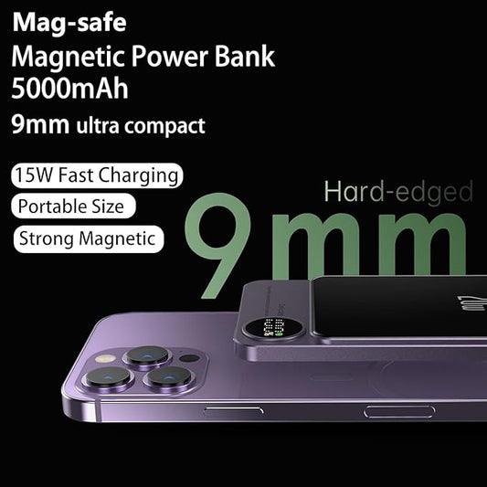 Ultra Fast Charging Wireless Magnetic Power Bank 5000mAh LED Display Compatible iPhone 15/14/13/12/Plus/Pro/Pro Max