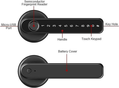 Smart Fingerprint Door Lock with TT Lock APP+Fingerprint Biometrics+Password and Mechanical Key