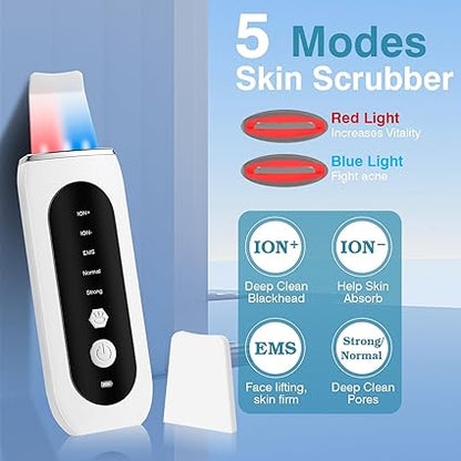 Ultrasonic Face Skin Scrubber Spatula with 5 Modes, Ultrasonic Vibration Peeling