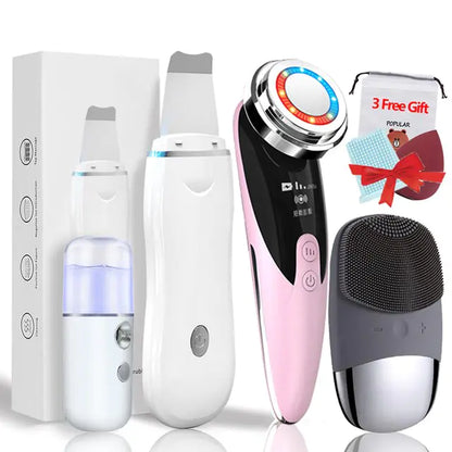 USB Rechargeable Ultrasonic Facial Care Devices Set 4+3 Gift Pack