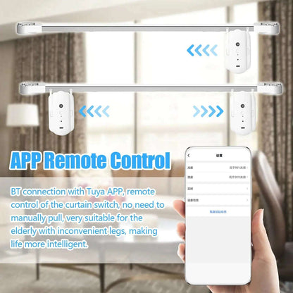 Automatic Curtain Opener Wireless Closer Robot Smart Curtain Motor Timer Voice Control Smart Home Automation Device for Curtain Rod Replacement for Amaz