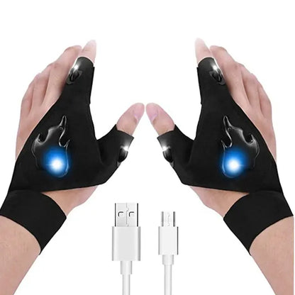 USB Rechargeable LED Flashlight Gloves  Hands Free-Available in Four Colors