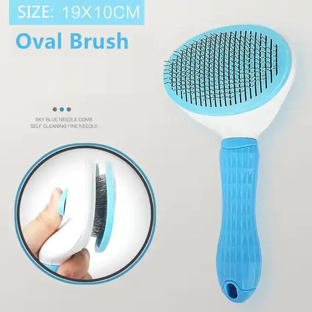 One click Self Cleaning Pet Hair Brush Stainless Steel Bristle