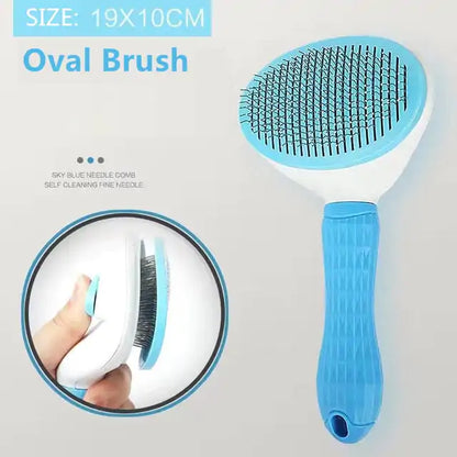 One click Self Cleaning Pet Hair Brush Stainless Steel Bristle