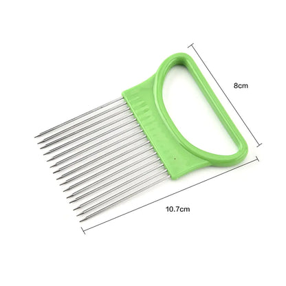 Stainless Steel Onion Needle Fork Onion Slicing Knife Stainless Steel Meat Needle Potato Cutter，Onion Slicer Onion Holder Innovating Vibes