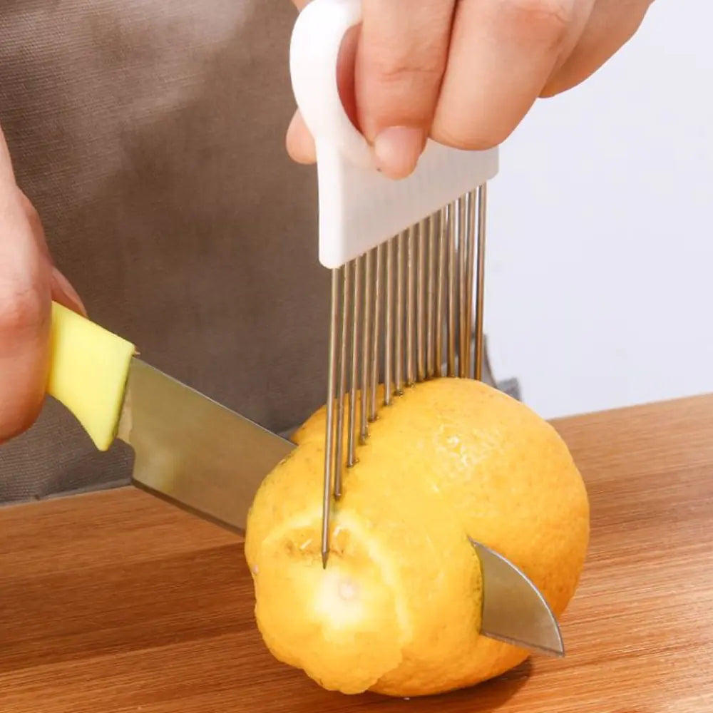 Stainless Steel Onion Needle Fork Onion Slicing Knife Stainless Steel Meat Needle Potato Cutter，Onion Slicer Onion Holder Innovating Vibes