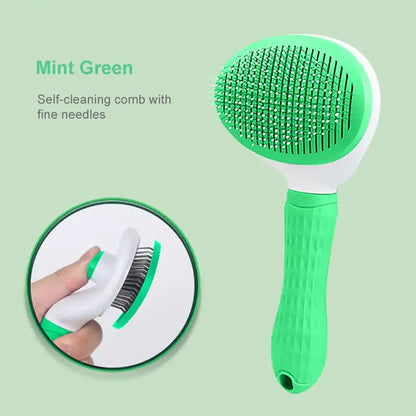 One click Self Cleaning Pet Hair Brush Stainless Steel Bristle