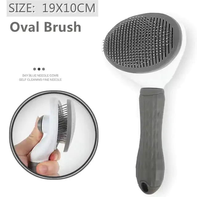 One click Self Cleaning Pet Hair Brush Stainless Steel Bristle