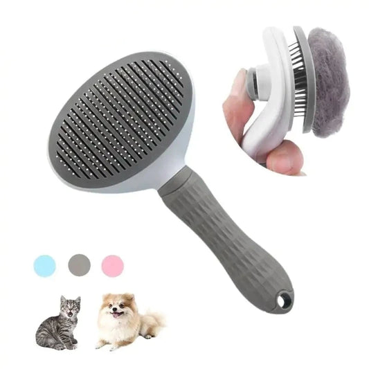 One click Self Cleaning Pet Hair Brush Stainless Steel Bristle