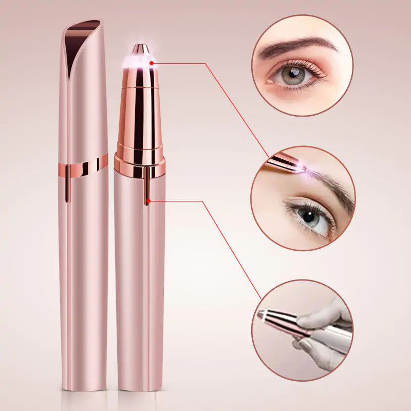 Electric Eyebrow Trimmer, Portable Painless Eyebrow Trimmer, Gentle Eyebrow Epilator with Built-in LED Light for Eyebrows, Lips and Face Innovating Vibes