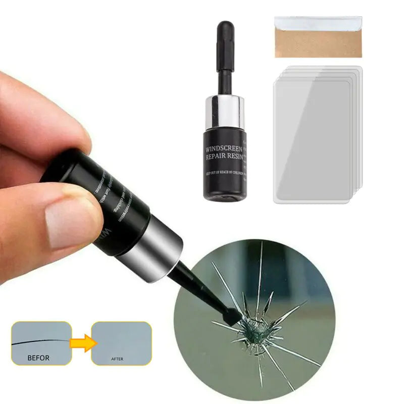 New Glass Repair Fluid,Easy DIY New Glass Repair Fluid,Windshield Crack Repair Kit,Car Window Glass Liquid Repair Set,Automotive Nano Fluid Glass Filler Vehicle Windscreen Tool,for Fixing Chips Cracks Innovating Vibes