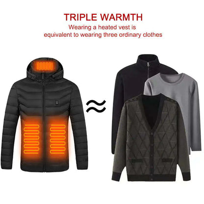 Heated Jacket USB Electric Vest Winter Outdoor Warm Spots Thermal Coat Parka Jacket Hoodie Innovating Vibes