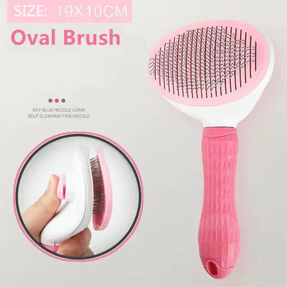 One click Self Cleaning Pet Hair Brush Stainless Steel Bristle